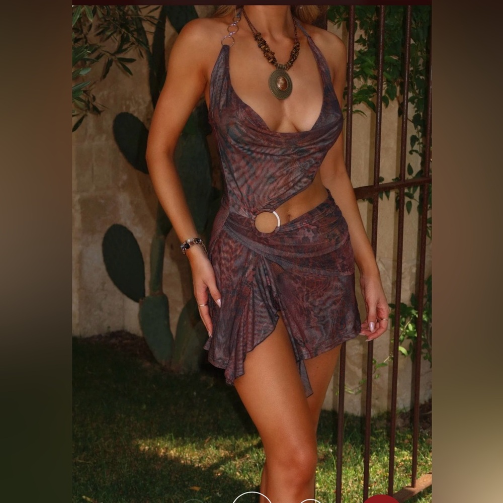 Animal Print Cut out mini dress